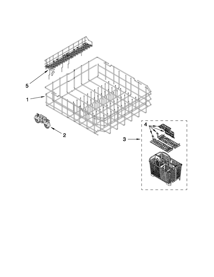 Lower Rack Parts Diagram and Parts List for MDB6709AWW4  Maytag Dishwasher