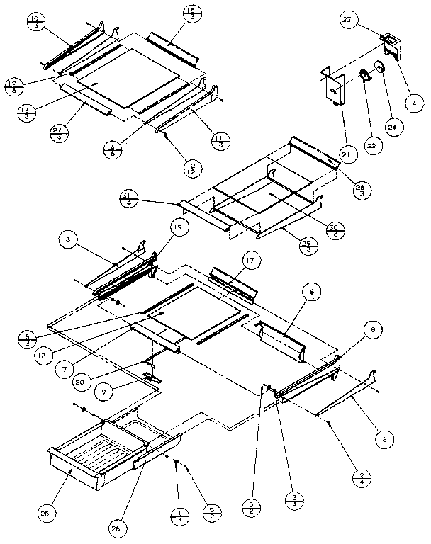 Cabinet Shelving Diagram and Parts List for TS18RB-P1158403W  Amana Refrigerator