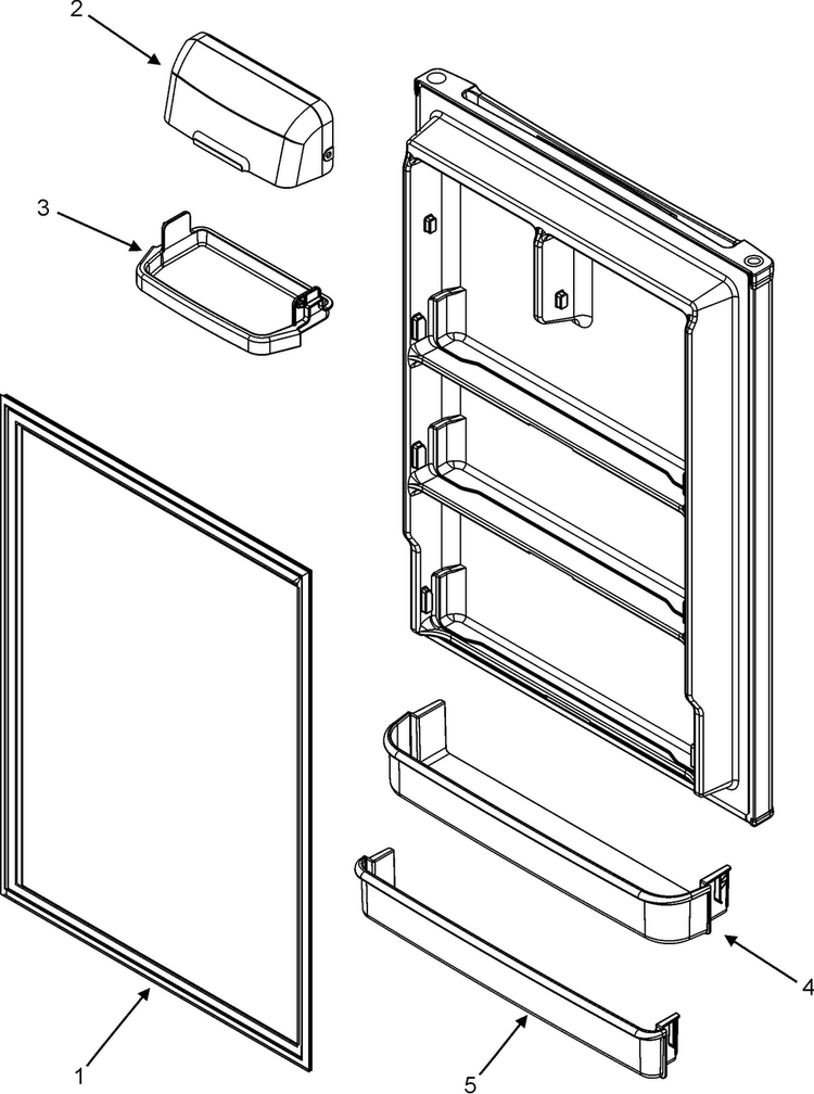 Fresh Food Inner Door Diagram and Parts List for GT2183PEKW  Maytag Refrigerator