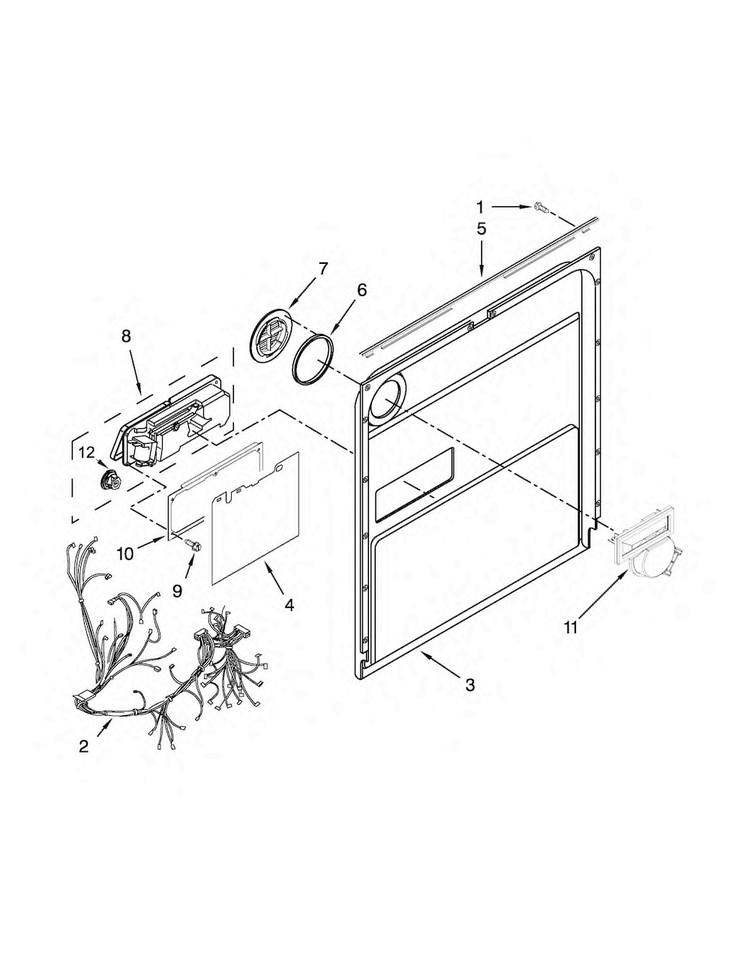 Inner Door Parts Diagram and Parts List for MDBH949PAM4  Maytag Dishwasher