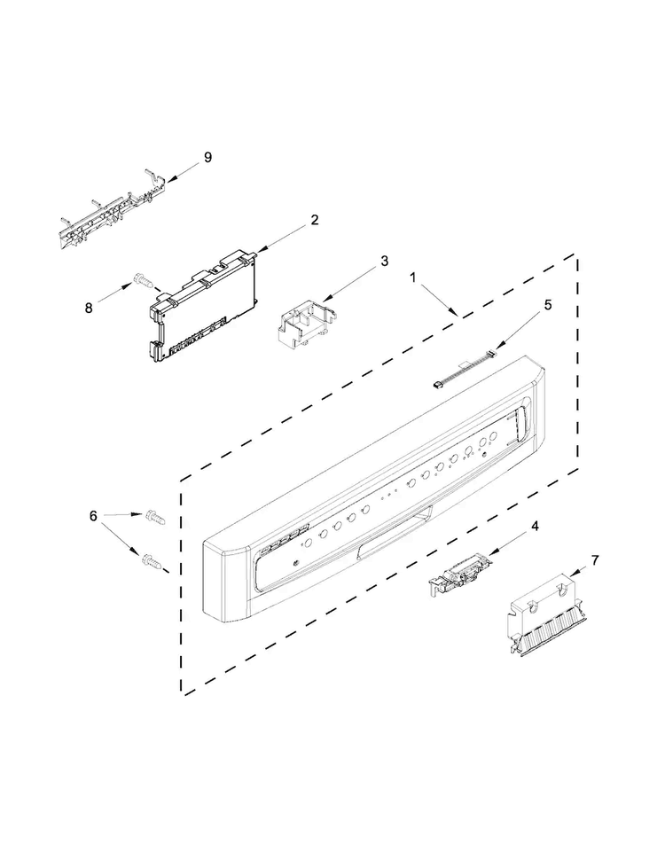 Control Panel And Latch Parts Diagram and Parts List for MDBH949PAB3  Maytag Dishwasher