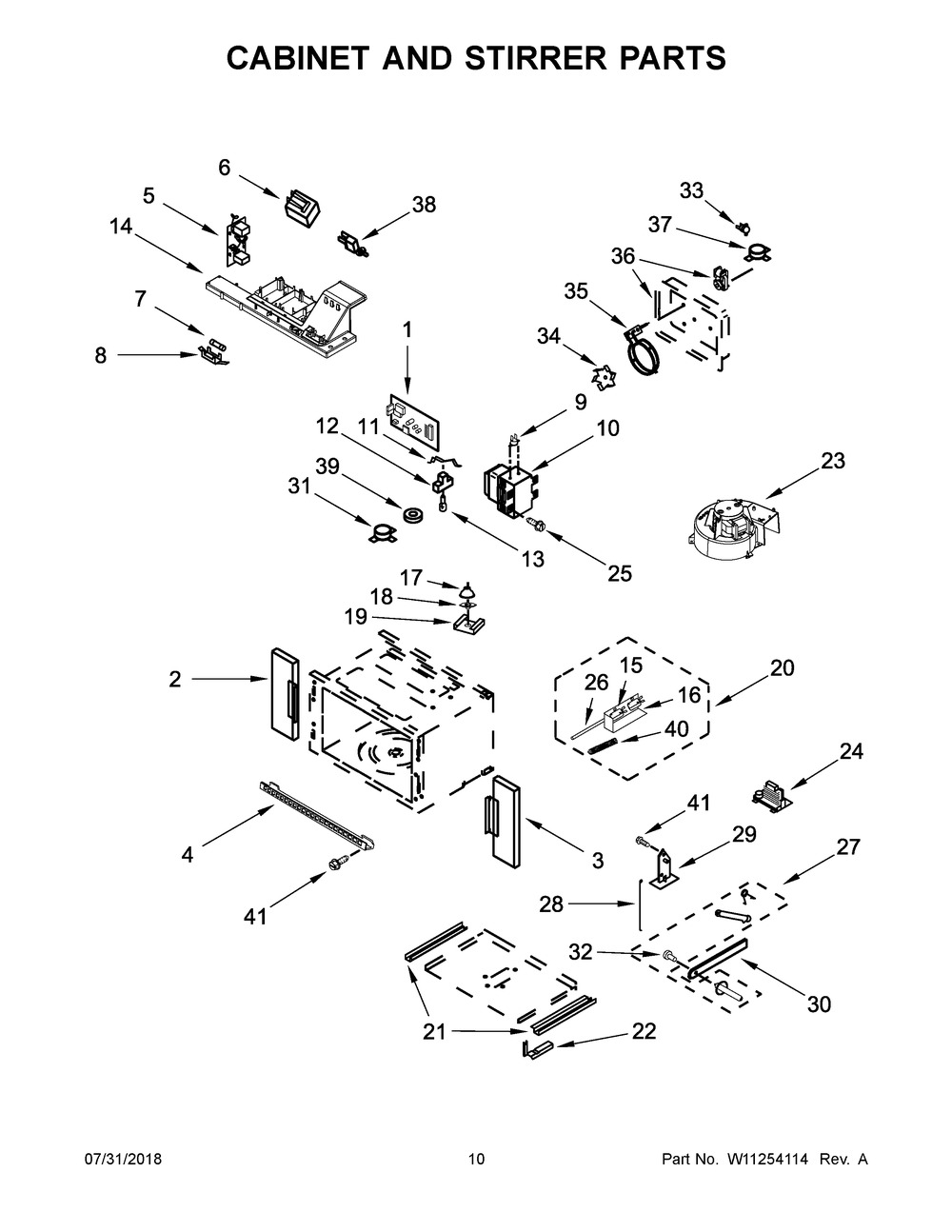 Cabinet And Stirrer Parts Diagram and Parts List for JMW3430DP03  Maytag Microwave Oven Combo