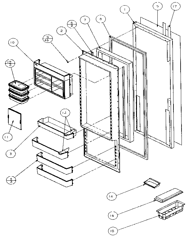 Refrigerator Door Diagram and Parts List for 36271-P1121801W  Amana Refrigerator