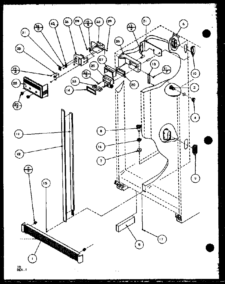 Ref; Fz Controls And Cabinet Parts Diagram and Parts List for 36538-P1121904WL  Amana Refrigerator
