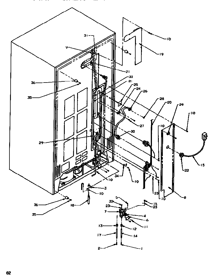 Cabinet Back Diagram and Parts List for SSD522SW-P1184702WW  Amana Refrigerator