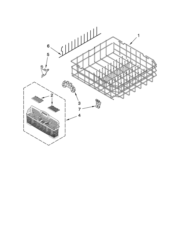 Lower Rack Parts Diagram and Parts List for JDB3200AWW3  Jenn-Air Dishwasher