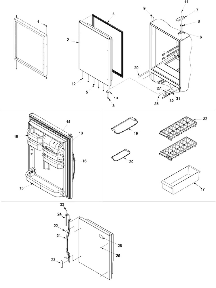 Refrigerator Door Diagram and Parts List for ARB190RCB0  Amana Refrigerator