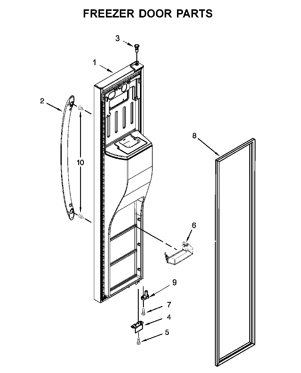 Freezer Door Parts Diagram and Parts List for 1064651335710  Kenmore Refrigerator