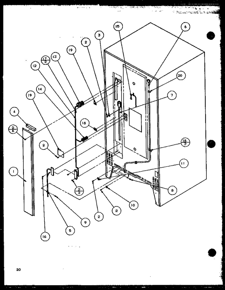 Cabinet Back Diagram and Parts List for TZI21Q2E-P1111714WE  Amana Refrigerator