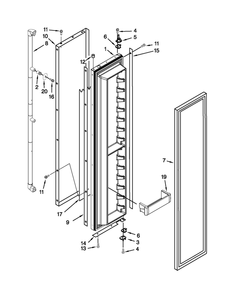 Freezer Door Parts Diagram and Parts List for JS48SEDUDW15  Jenn-Air Refrigerator