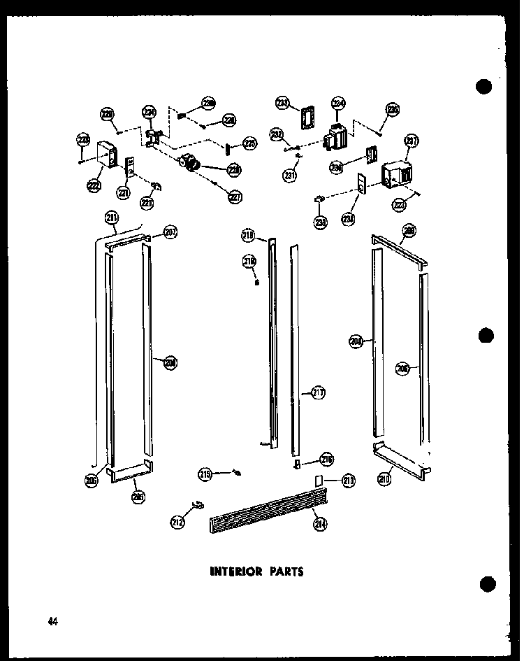 Interior Parts Diagram and Parts List for SRN22G-A-P60201-36WA  Amana Refrigerator