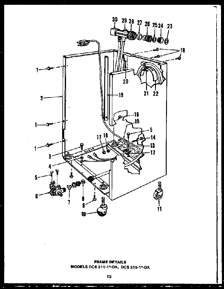 Section 12 Diagram and Parts List for DCS211-1H-OA  Caloric Dishwasher