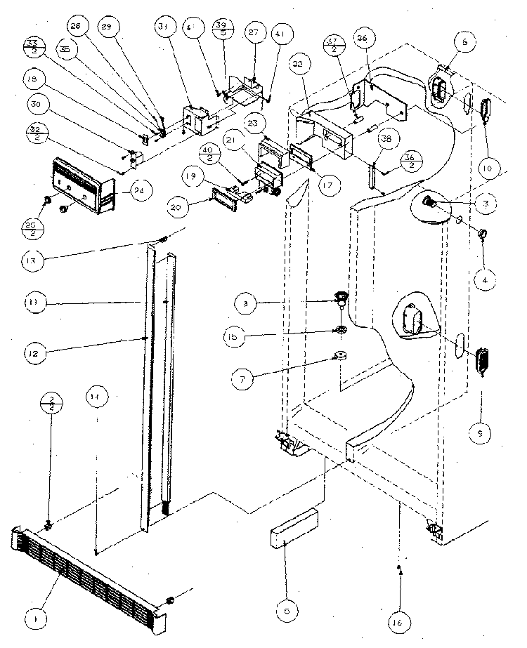 Refrigerator/freezer Controls And Cabinet Diagram and Parts List for SX120J-P7870122W  Amana Refrigerator