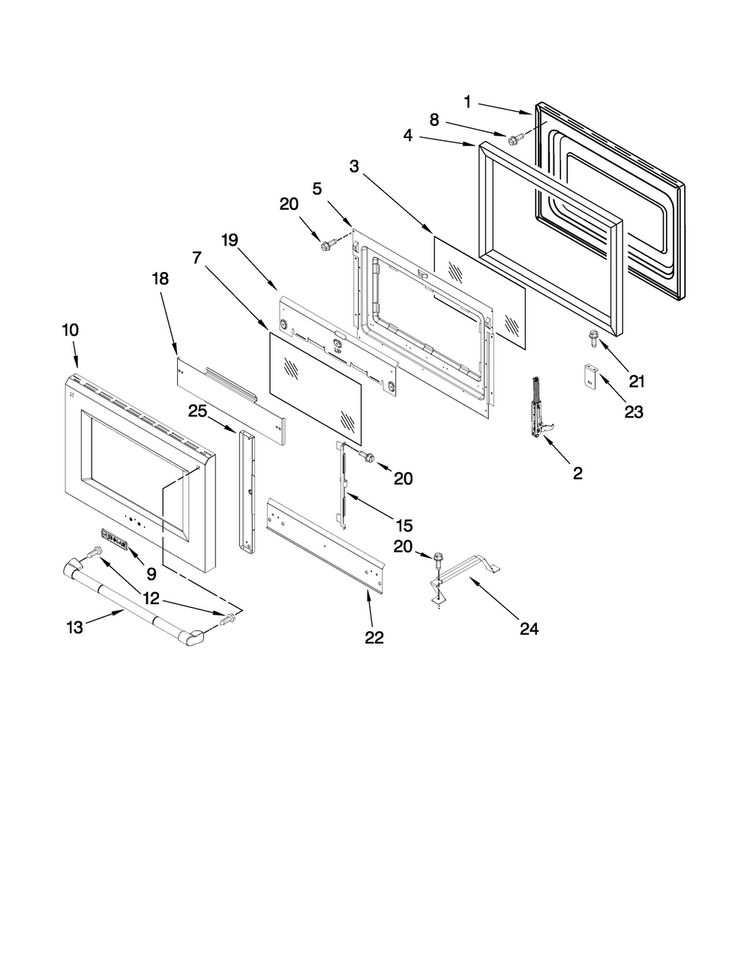 30" Oven Door Parts Diagram and Parts List for JGRP548WP00  Jenn-Air Range