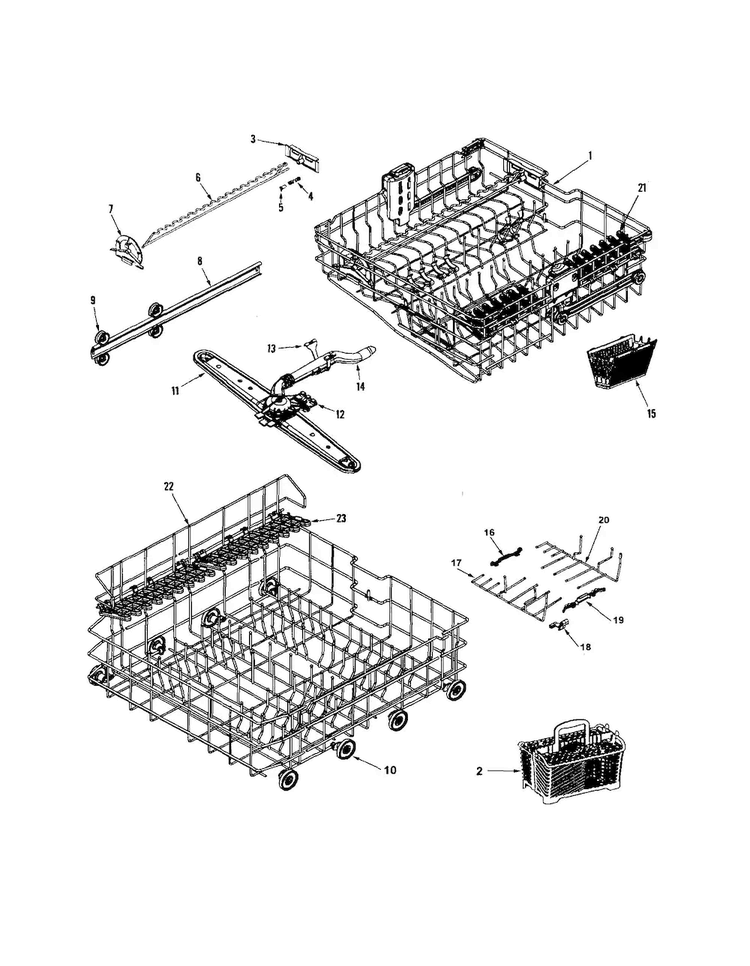 Track & Rack Diagram and Parts List for MDBH965AWW1  Maytag Dishwasher