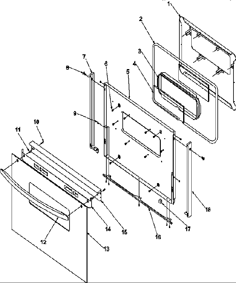 Oven Door Diagram and Parts List for ARG7300W-P1143320NW  Amana Range