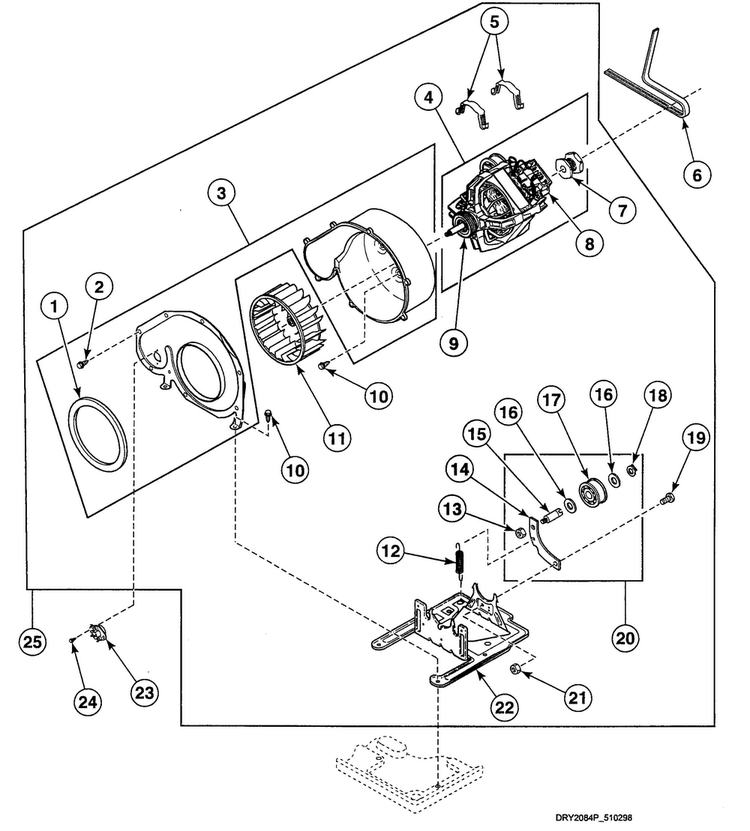 Motor Assy Diagram and Parts List for SDG009QF  Speed Queen Dryer