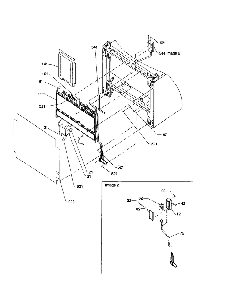 Condenser And Timer Box Assembly Diagram and Parts List for BRF20VCPE-P1321306XE  Amana Refrigerator