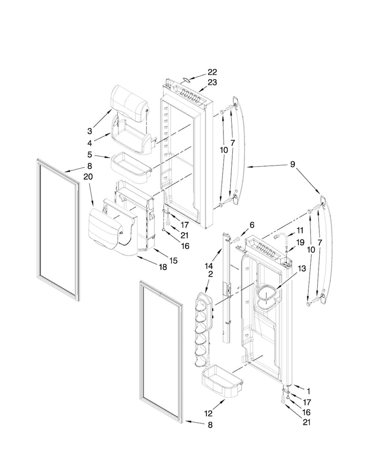 Refrigerator Door Parts Diagram and Parts List for 7MI2569VEM4  Maytag Refrigerator
