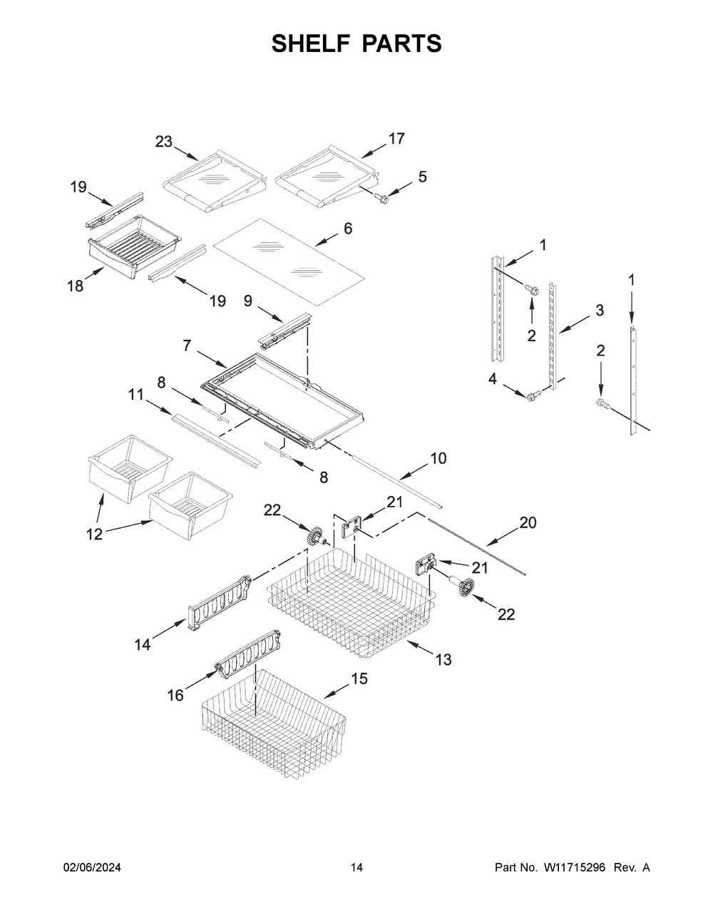 Shelf Parts Diagram and Parts List for ABB1924BRW05  Amana Refrigerator