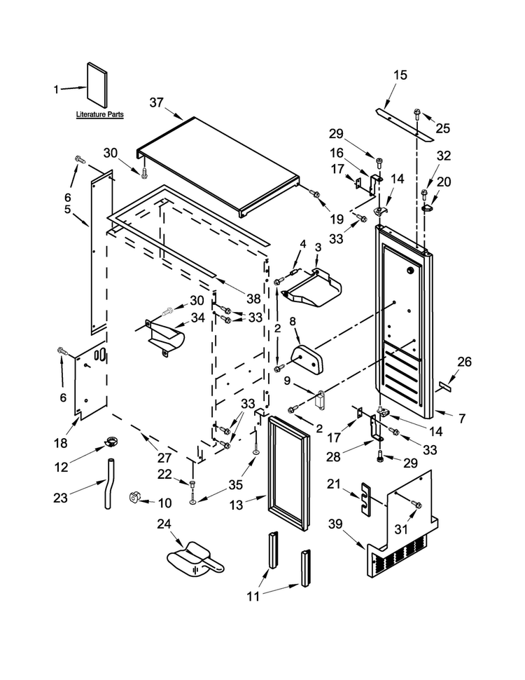 Cabinet, Door And Liner Parts Diagram and Parts List for MIM1554ZRS0  Maytag Ice Maker
