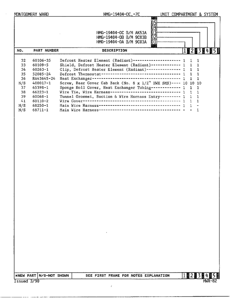 Unit Compartment And System Page 3 Diagram and Parts List for 19404-OC  Admiral Refrigerator