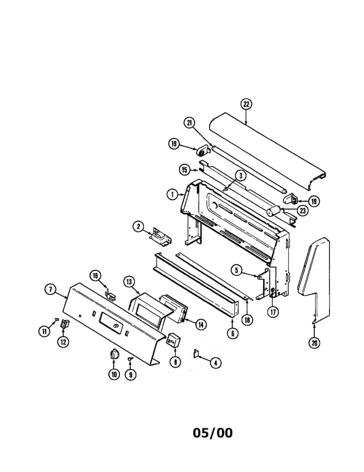 Control Panel Diagram and Parts List for CRE9830BCR  Maytag Range