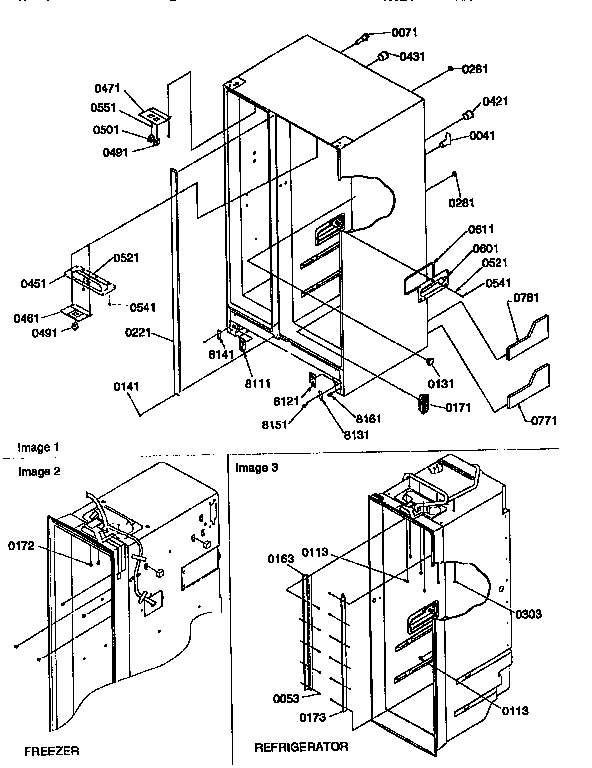Cabinet Diagram and Parts List for 57085-P1190813WE  Amana Refrigerator
