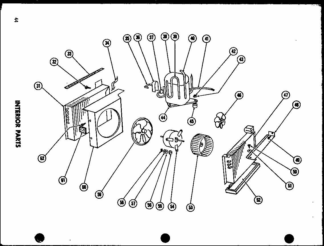 Interior Parts Diagram and Parts List for 109-2GM P54336-13R Amana Air Conditioner