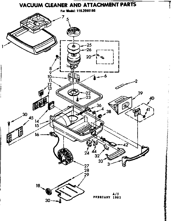 Base Assembly Diagram and Parts List for 1162098180  Kenmore Canister Vacuum