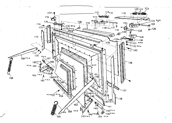 Door Assembly Diagram and Parts List for 5629947310  Kenmore Microwave