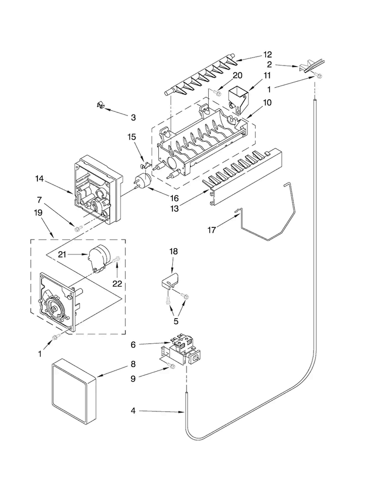 Icemaker Parts Diagram and Parts List for ASD2522WRD02  Amana Refrigerator