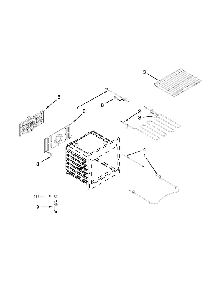 Internal Oven Parts Diagram and Parts List for JES9860CAB01  Jenn-Air Range