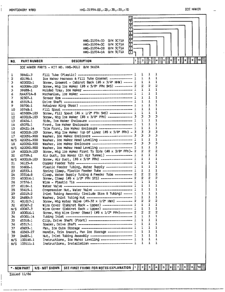 Ice Maker Page 2 Diagram and Parts List for 21954A  Admiral Refrigerator