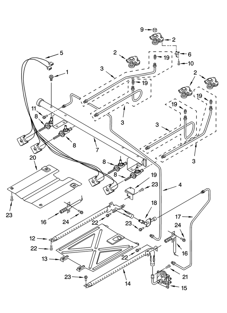 Manifold Parts Diagram and Parts List for AGR6011VDS0  Amana Range
