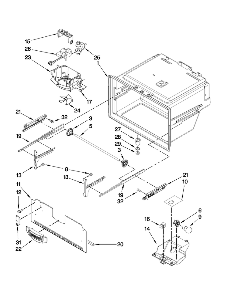 Freezer Liner Parts Diagram and Parts List for MFX2571XEM3  Maytag Refrigerator
