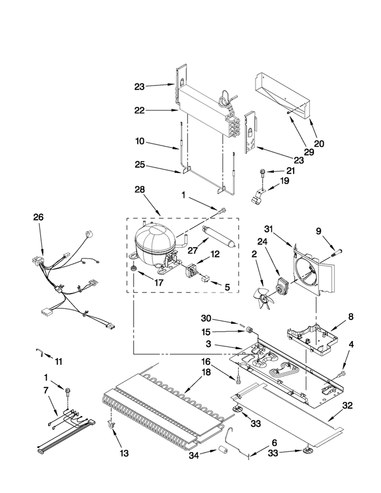 Unit Parts Diagram and Parts List for AFB2234WES6  Amana Refrigerator