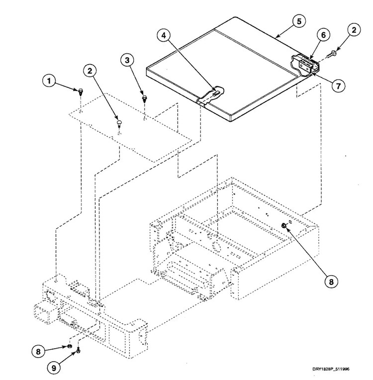 Cabinet Top Diagram and Parts List for SSE307LF1500  Speed Queen Dryer