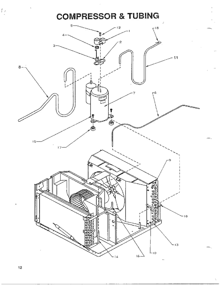 Compressor And Tubing Diagram and Parts List for 5794  Amana Air Conditioner