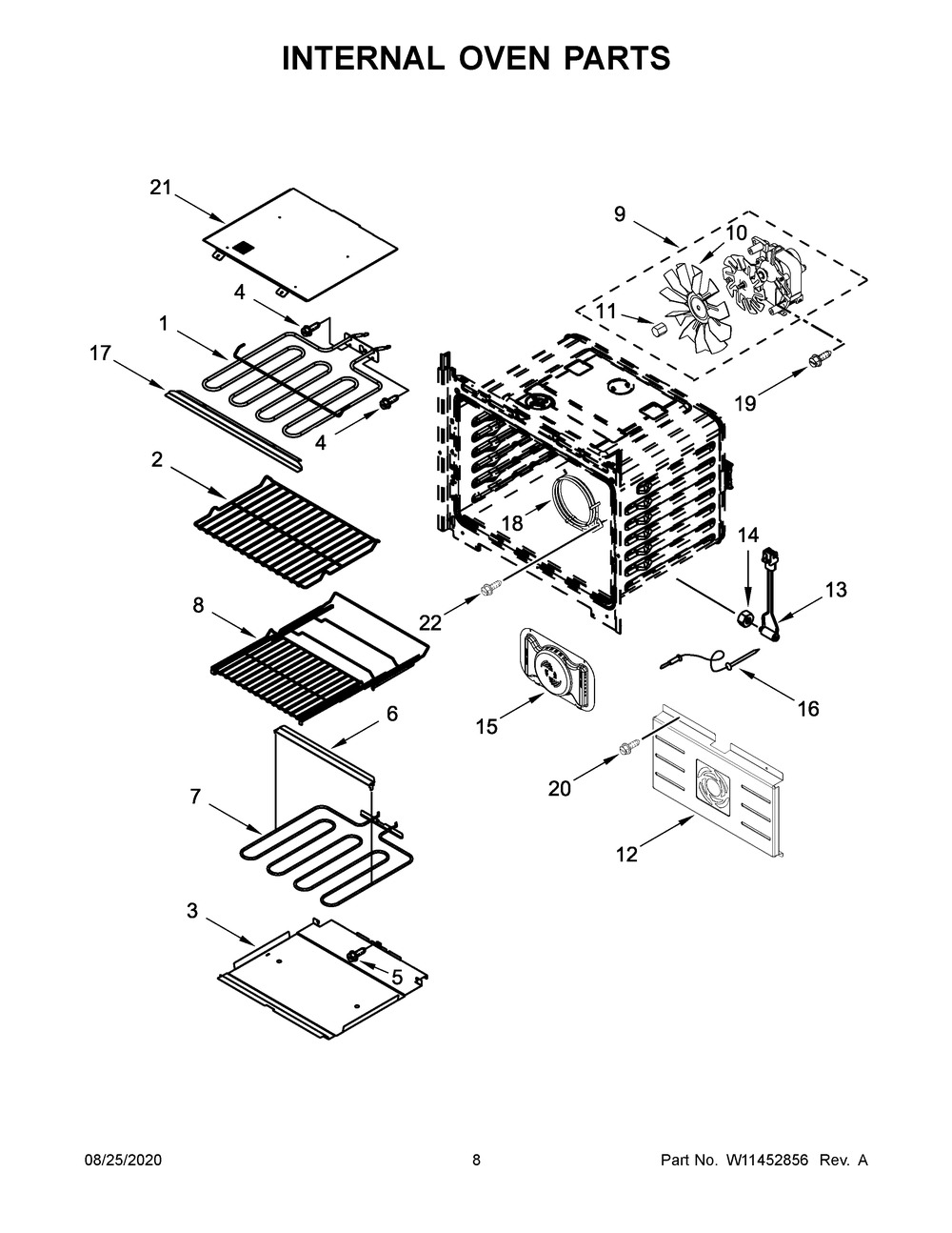 Internal Oven Parts Diagram and Parts List for JMW2427IL03  Maytag Washer