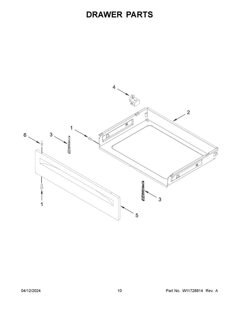 Drawer Parts Diagram and Parts List for ACR4203MNB1  Amana Range