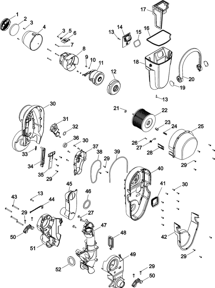 Motor And Main Pivot Asy Diagram and Parts List for U9145-950  Hoover Upright Vacuum