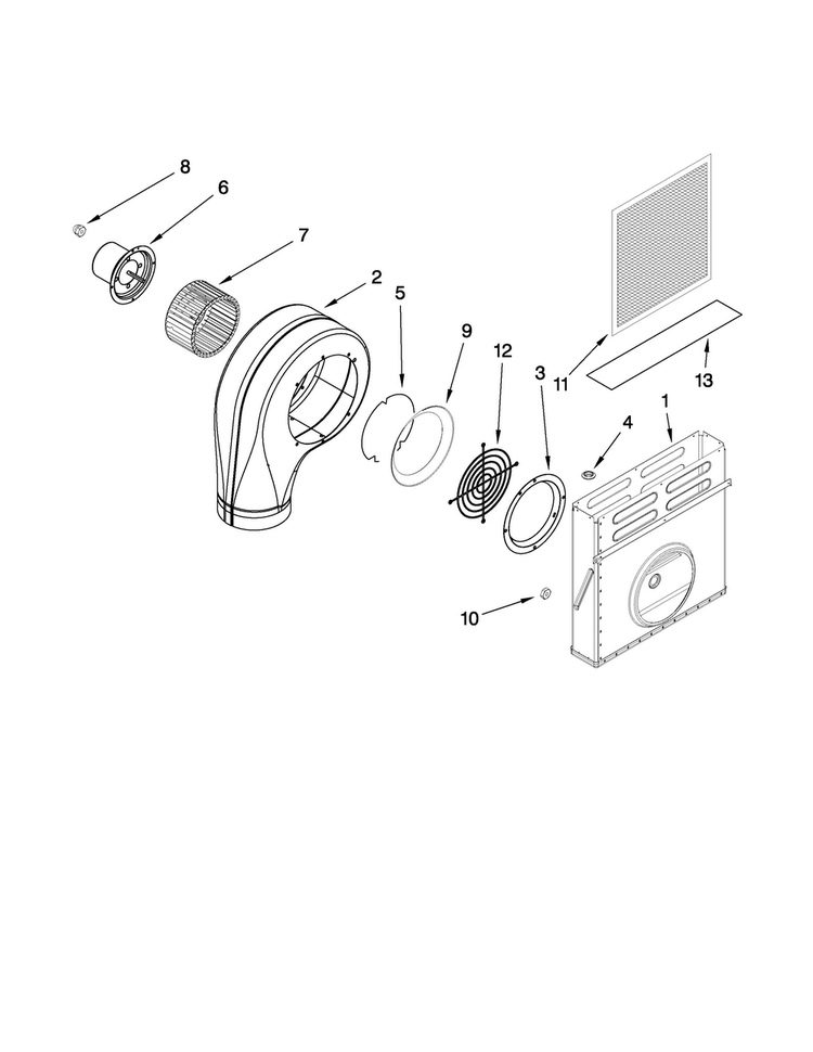 Blower Unit Parts Diagram and Parts List for CVEX4100B19  Jenn-Air Cooktop