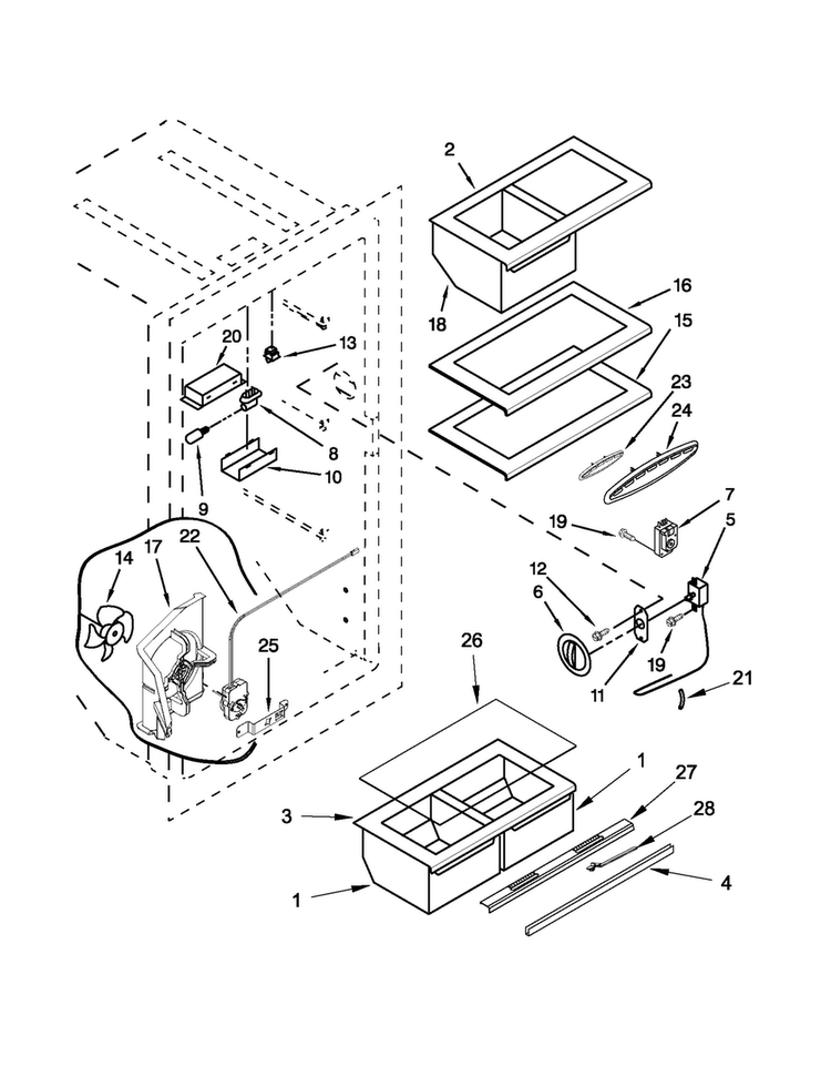 Liner Parts Diagram and Parts List for 5VML88TRAS00  Maytag Refrigerator