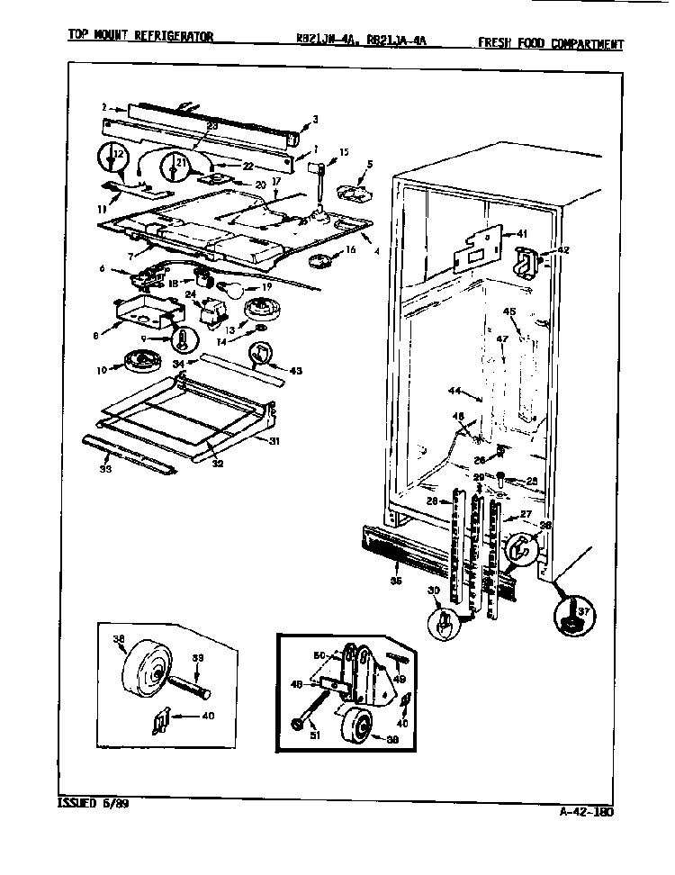 Fresh Food Compartment Diagram and Parts List for RB21JN-4A 9A24A Magic Chef Refrigerator