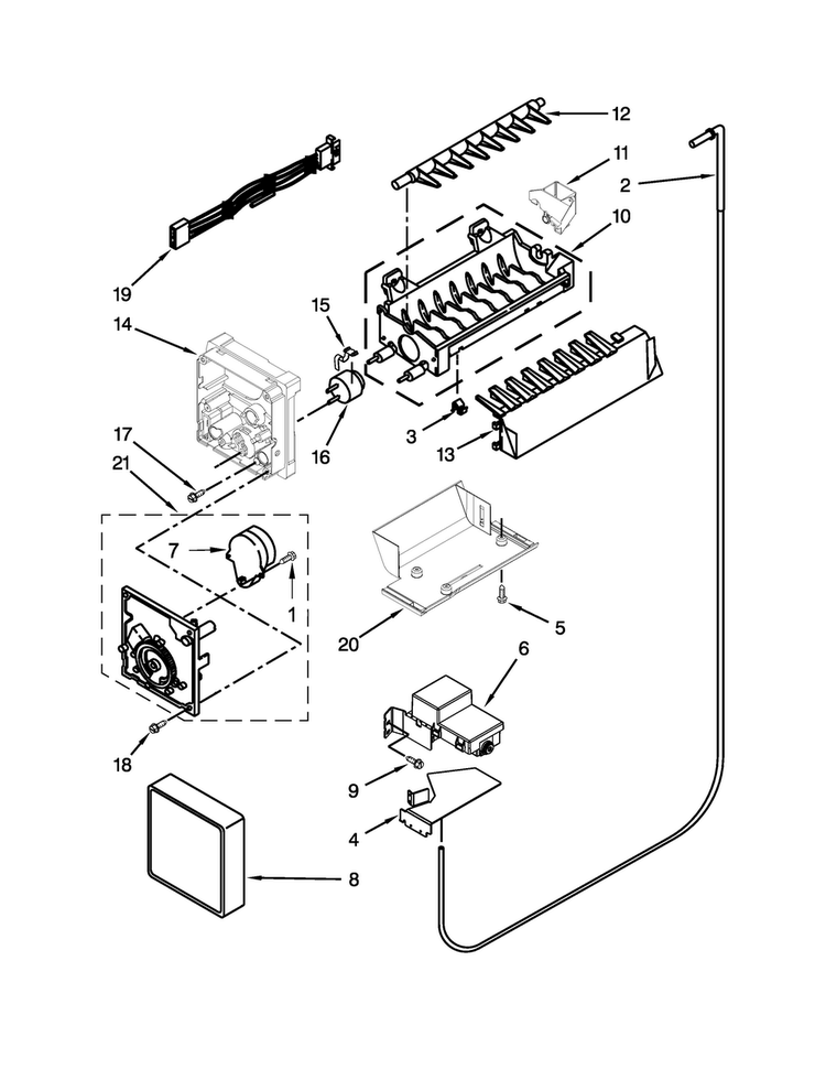 Icemaker Parts Diagram and Parts List for JCD2395WES01  Jenn-Air Refrigerator
