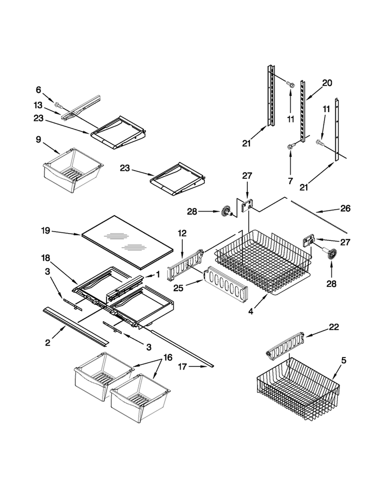 Shelf Parts Diagram and Parts List for ABB2224WEB3  Amana Refrigerator