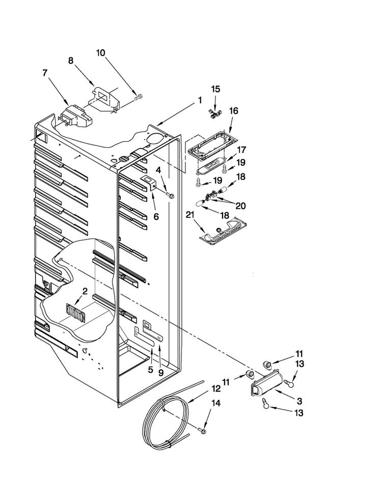 Refrigerator Liner Parts Diagram and Parts List for MSD2578VEW00  Maytag Refrigerator
