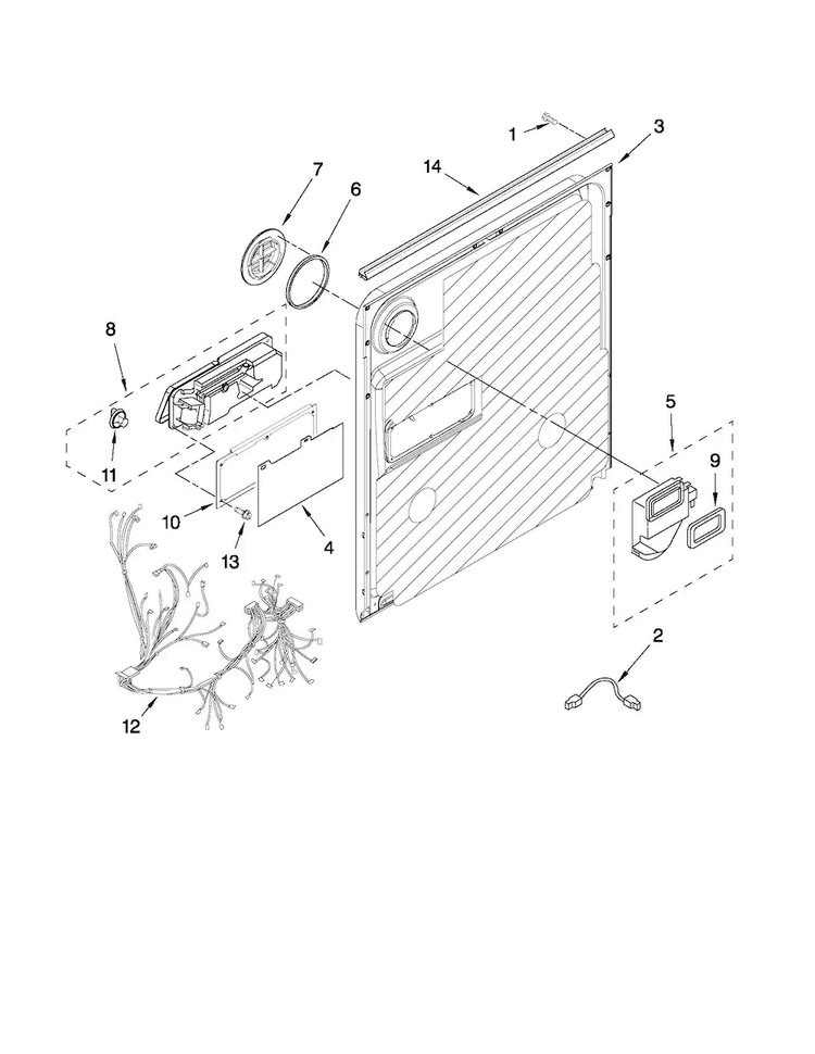 Inner Door Parts Diagram and Parts List for MDC4809AWB2  Maytag Dishwasher
