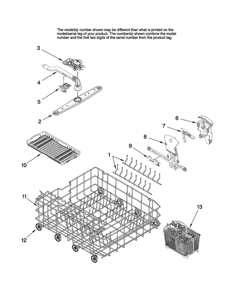 Lower Rack Parts Diagram and Parts List for MDB7851AWQ41  Maytag Dishwasher